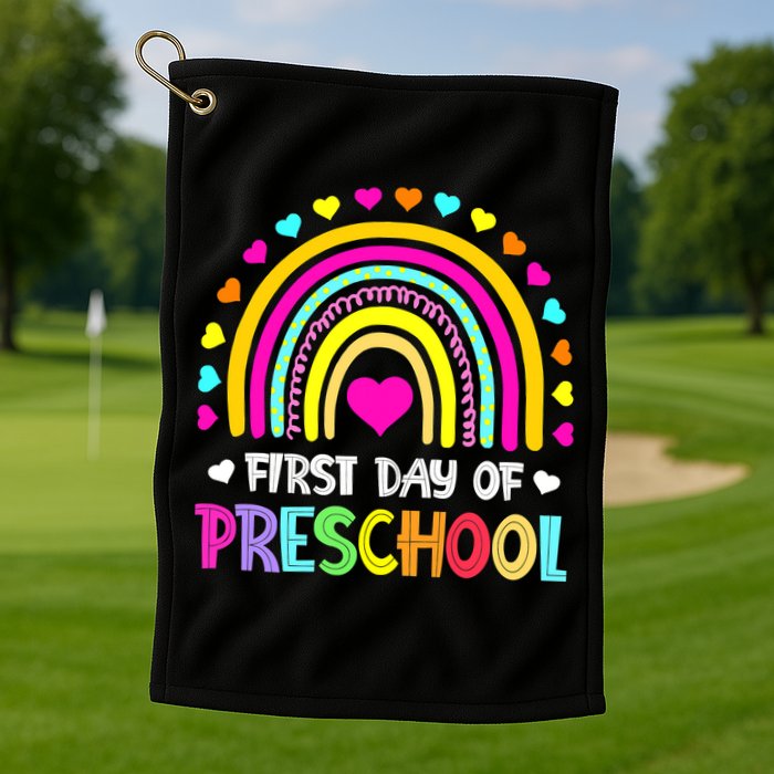 Happy First Day Of Preschool Back To School Golf Towel