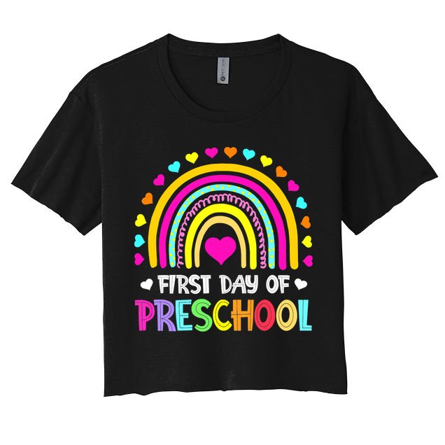 Happy First Day Of Preschool Back To School Women's Crop Top Tee