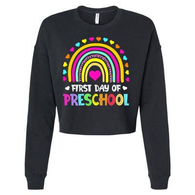 Happy First Day Of Preschool Back To School Cropped Pullover Crew