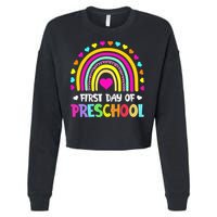 Happy First Day Of Preschool Back To School Cropped Pullover Crew