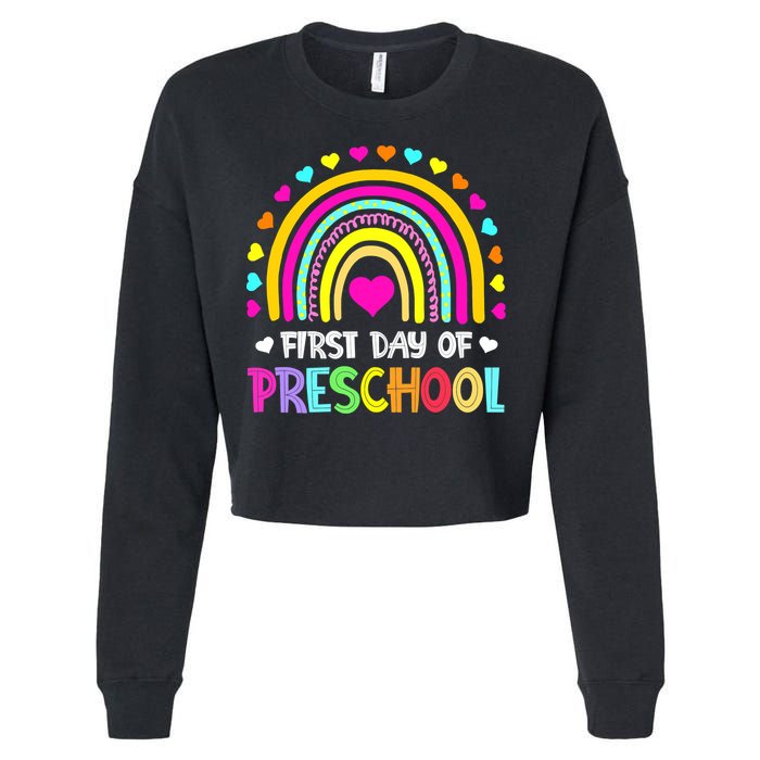 Happy First Day Of Preschool Back To School Cropped Pullover Crew