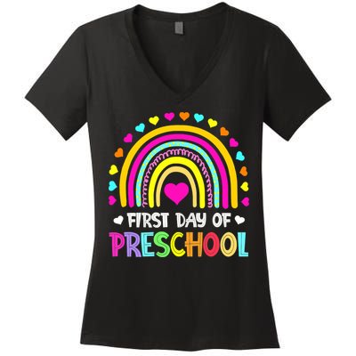 Happy First Day Of Preschool Back To School Women's V-Neck T-Shirt