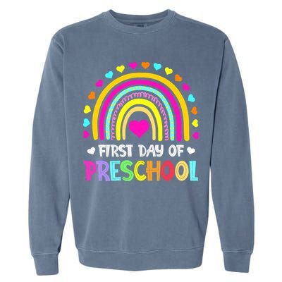 Happy First Day Of Preschool Back To School Garment-Dyed Sweatshirt