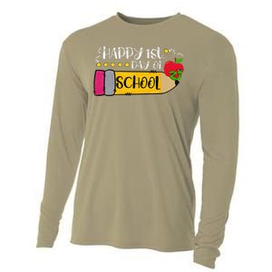 Happy First Day Of School Teachers Students Parents Cooling Performance Long Sleeve Crew