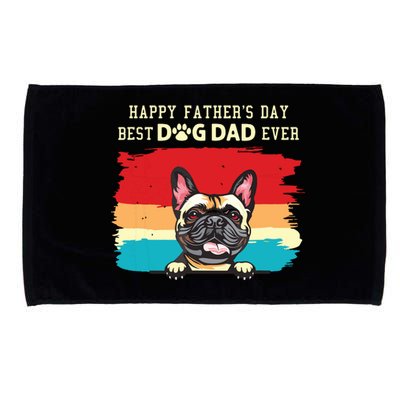 Happy Fathers Day Vintage French Bulldog Best Dog Dad Ever Microfiber Hand Towel