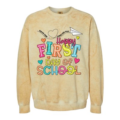 Happy First Day Of School Hello School Colorblast Crewneck Sweatshirt