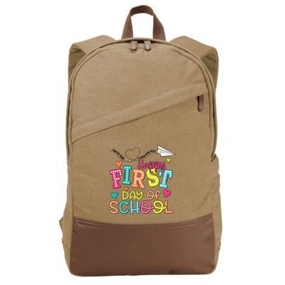 Happy First Day Of School Hello School Cotton Canvas Backpack