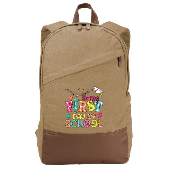 Happy First Day Of School Hello School Cotton Canvas Backpack