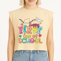 Happy First Day Of School Hello School Garment-Dyed Women's Muscle Tee