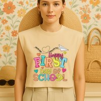 Happy First Day Of School Hello School Garment-Dyed Women's Muscle Tee