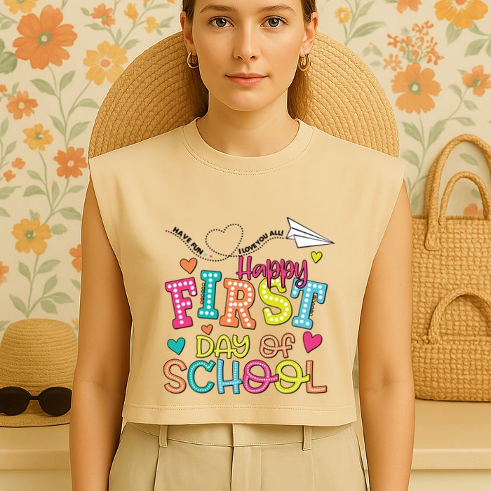 Happy First Day Of School Hello School Garment-Dyed Women's Muscle Tee