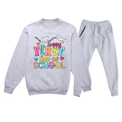 Happy First Day Of School Hello School Premium Crewneck Sweatsuit Set