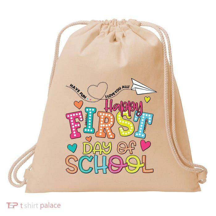 Happy First Day Of School Hello School Drawstring Bag
