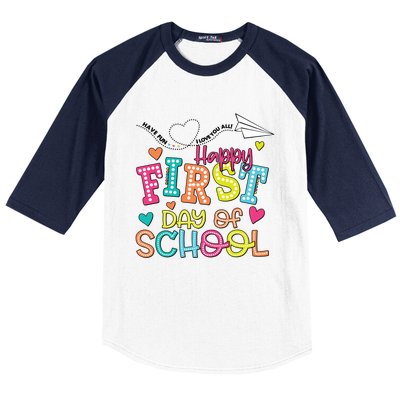 Happy First Day Of School Hello School Baseball Sleeve Shirt