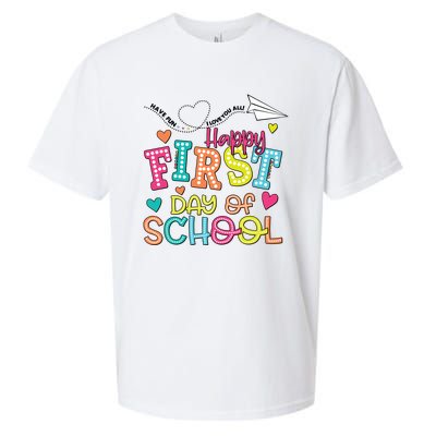 Happy First Day Of School Hello School Sueded Cloud Jersey T-Shirt