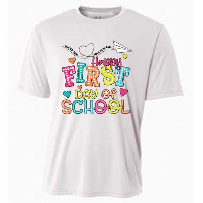 Happy First Day Of School Hello School Cooling Performance Crew T-Shirt