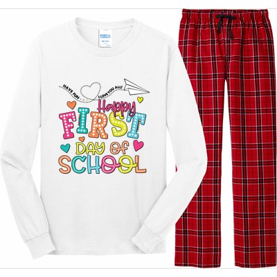 Happy First Day Of School Hello School Long Sleeve Pajama Set