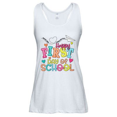 Happy First Day Of School Hello School Ladies Essential Flowy Tank