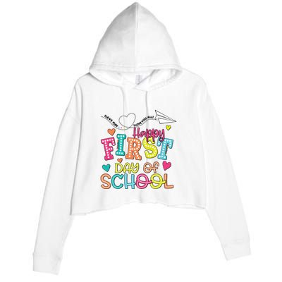 Happy First Day Of School Hello School Crop Fleece Hoodie