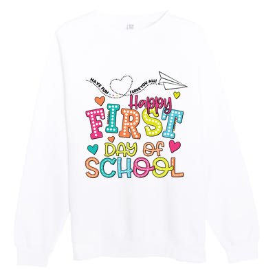 Happy First Day Of School Hello School Premium Crewneck Sweatshirt