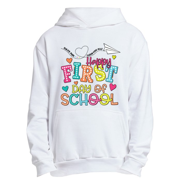 Happy First Day Of School Hello School Urban Pullover Hoodie