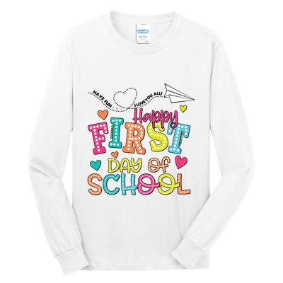 Happy First Day Of School Hello School Tall Long Sleeve T-Shirt