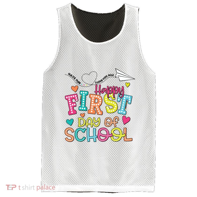 Happy First Day Of School Hello School Mesh Reversible Basketball Jersey Tank