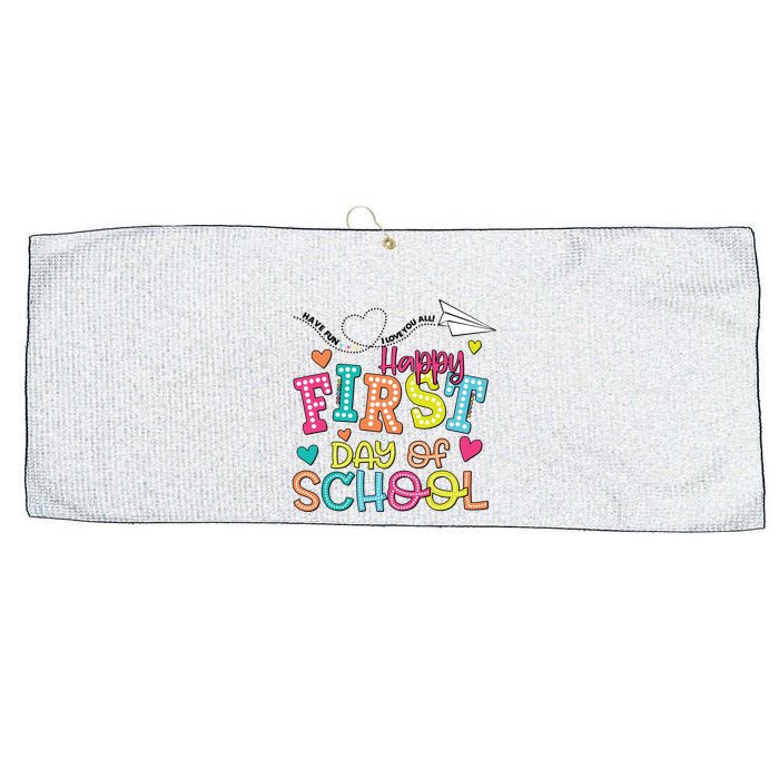Happy First Day Of School Hello School Large Microfiber Waffle Golf Towel