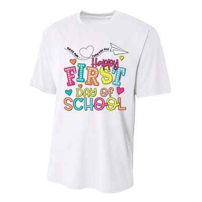 Happy First Day Of School Hello School Performance Sprint T-Shirt