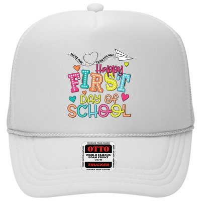 Happy First Day Of School Hello School Trucker Hat