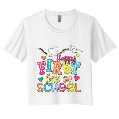 Happy First Day Of School Hello School Crop Top