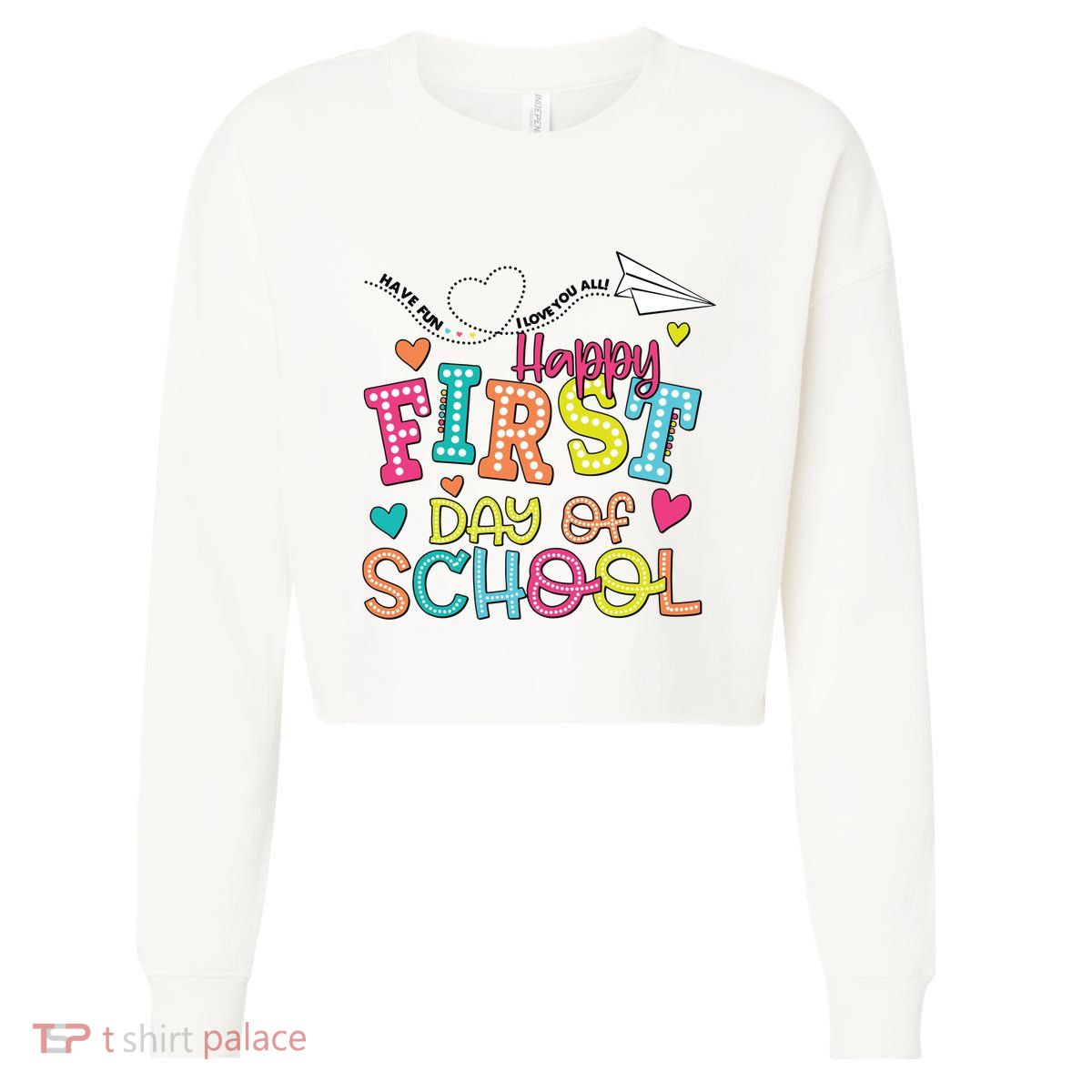Happy First Day Of School Hello School Cropped Pullover Crew