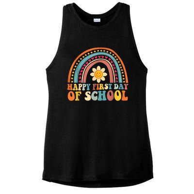 Happy First Day Of School For Teachers Kids Back To School Ladies PosiCharge Tri-Blend Wicking Tank