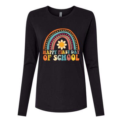 Happy First Day Of School For Teachers Kids Back To School Womens Cotton Relaxed Long Sleeve T-Shirt