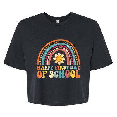 Happy First Day Of School For Teachers Kids Back To School Bella+Canvas Jersey Crop Tee