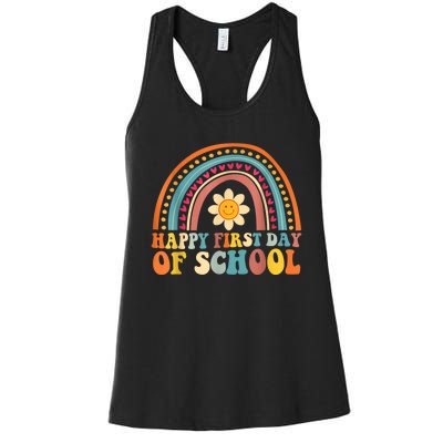 Happy First Day Of School For Teachers Kids Back To School Women's Racerback Tank