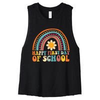 Happy First Day Of School For Teachers Kids Back To School Women's Racerback Cropped Tank