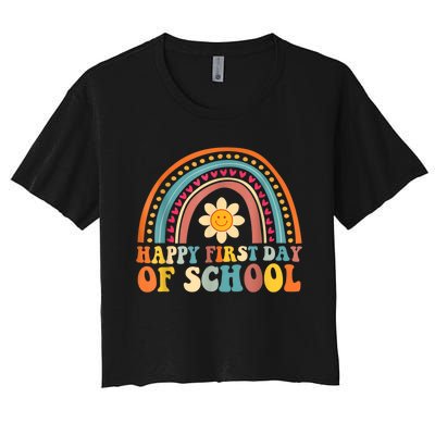 Happy First Day Of School For Teachers Kids Back To School Women's Crop Top Tee