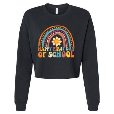 Happy First Day Of School For Teachers Kids Back To School Cropped Pullover Crew