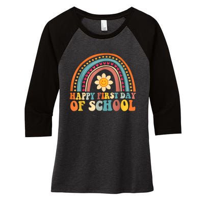 Happy First Day Of School For Teachers Kids Back To School Women's Tri-Blend 3/4-Sleeve Raglan Shirt