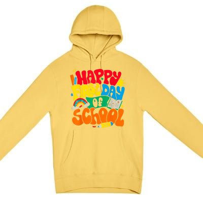 Happy First Day Of School Retro Teacher Women Back To School Premium Pullover Hoodie