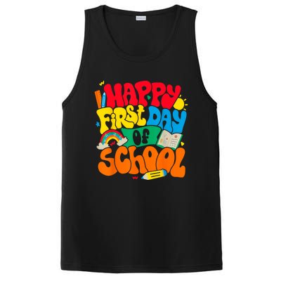 Happy First Day Of School Retro Teacher Women Back To School PosiCharge Competitor Tank