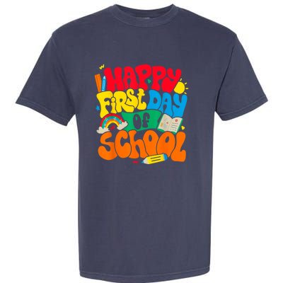 Happy First Day Of School Retro Teacher Women Back To School Garment-Dyed Heavyweight T-Shirt