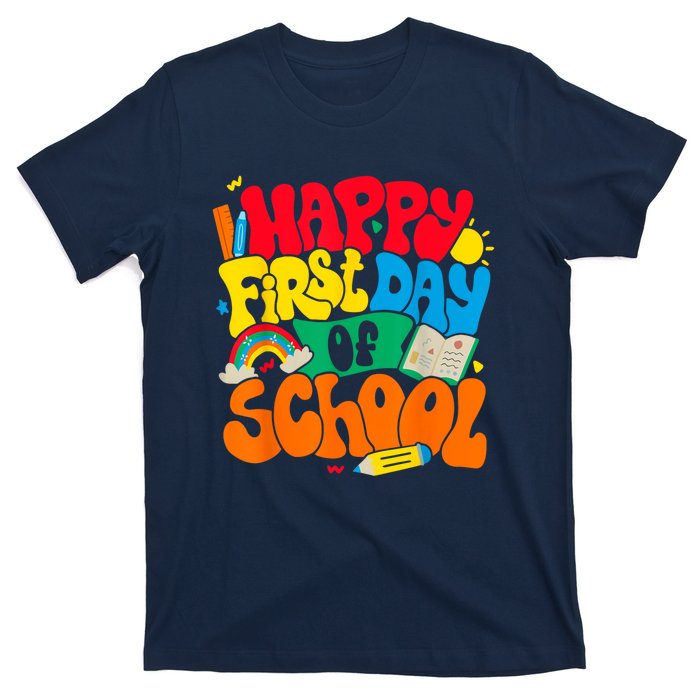 Happy First Day Of School Retro Teacher Women Back To School T-Shirt