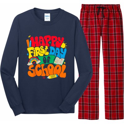 Happy First Day Of School Retro Teacher Women Back To School Long Sleeve Pajama Set