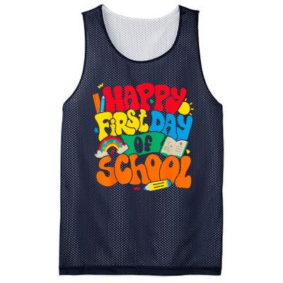 Happy First Day Of School Retro Teacher Women Back To School Mesh Reversible Basketball Jersey Tank