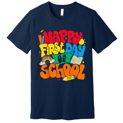 Happy First Day Of School Retro Teacher Women Back To School Premium T-Shirt