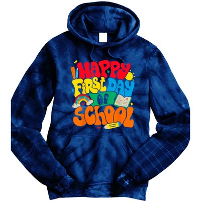 Happy First Day Of School Retro Teacher Women Back To School Tie Dye Hoodie