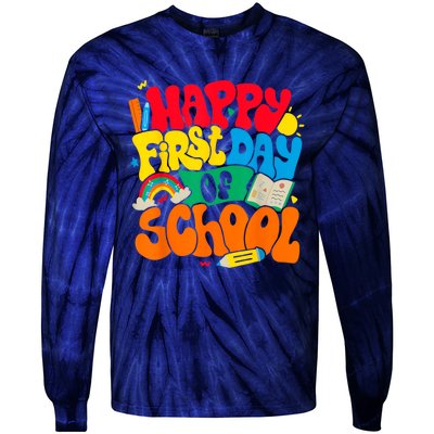 Happy First Day Of School Retro Teacher Women Back To School Tie-Dye Long Sleeve Shirt