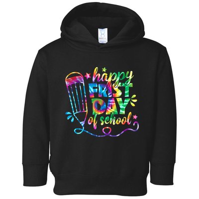 Happy First Day Of School Tie Dye Back To School Teacher Kids Toddler Hoodie